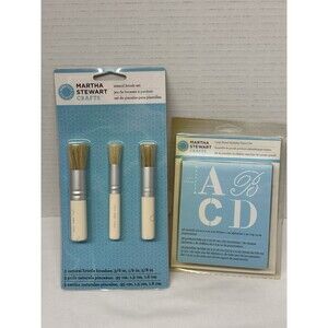 Martha Stewart Crafts Stencil & Brush Set 48 Stencils 3 Brushes NEW SEALED